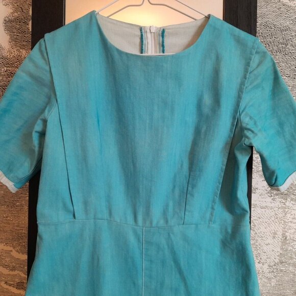 Amish Mennonite Cape Dress Nursing Mother Prairie 34.5"B 31"W Stretch Denim - Picture 2 of 10